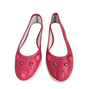 Marc By Marc Jacobs Mouse Ballet Flats Pink Slip On Leather Perforated Size 37